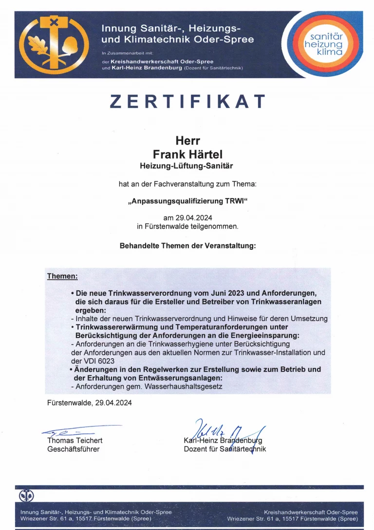 Frank Härtel HLS - Anpassungsqualifizierung TRWI